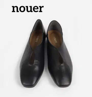 nouer 스퀘어토 슬릿 플랫 펌프스 블랙 37 2WAY