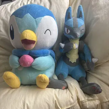포켓몬 모쿠모쿠 타임 큰 봉제 인형 팽도리 루카리오 2개 세트