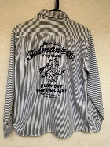 Ted Company 히코리 스트라이프 데빌 긴팔 셔츠 M 자수