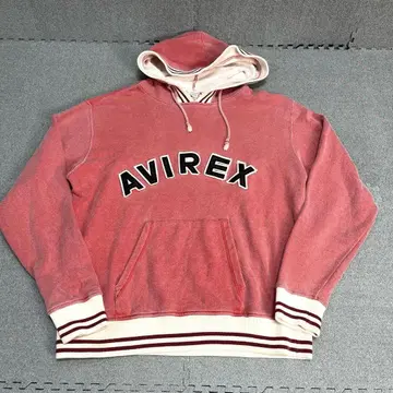 595 AVIREX 선 페이드 아치 로고 후드티 트림 디자인 빨간색