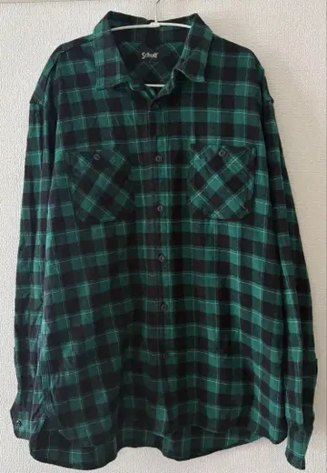 Schott 백 프린트 그린 플란넬 셔츠 XL 사이즈