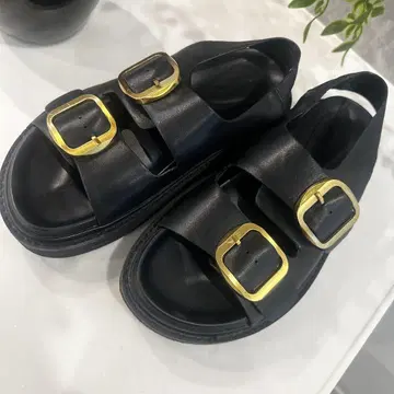 MilaOwen 버클 벨트 샌들 38 블랙 24cm 24.5cm
