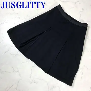 저스길리티 무릎 기장 스커트 울 플레어 블랙 2 C4170