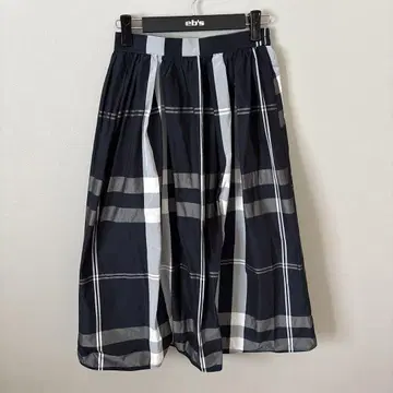 BRAHMIN 네이비 체크 플레어 스커트 38