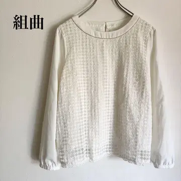 쿠미쿄쿠 프론트 레이스 블라우스 화이트