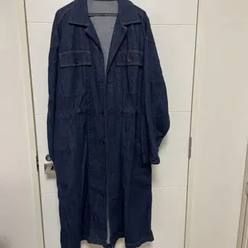 다크 블루 데님 롱 코트