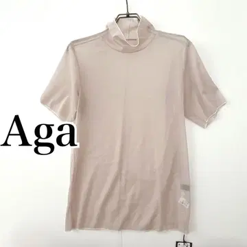 Aga 새상품 시어 탑 상의 티셔츠 비침 하이넥 반팔