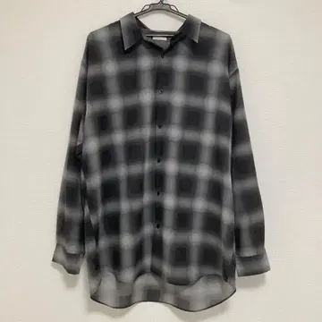 지유 이지케어 시어 오버 사이즈 셔츠 XL 옴브레 체크 긴팔 셔츠