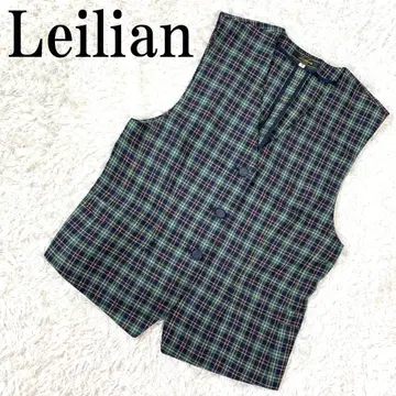 Leilian 레리안 체크 베스트 그린 9 B432