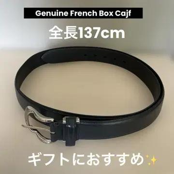 Genuine French Box Cajf 천연 가죽 벨트 블랙 미사용