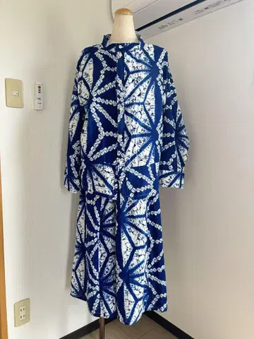 유카타 리메이크 네이비 나염 셋업