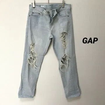 GAP 데미지 가공 라이트 블루 청바지 26