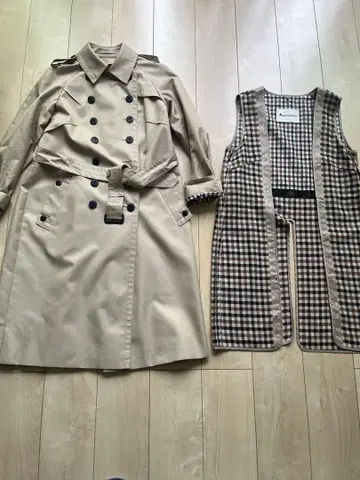 Aquascutum 베이지 트렌치코트 1.2회 착용, 새상품급.
