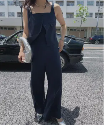 아메리빈티지 VEST SET BARE TOP ROMPERS 네이비 M