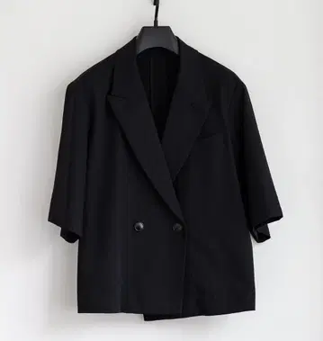 HARE 하레 더블 브레스트 반팔 숏 기장 테일러드 자켓 블랙