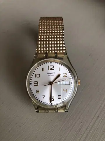 Swatch 젠트 2006년 제작 시계 달력 포함 뱀가죽 S 사이즈 벨트