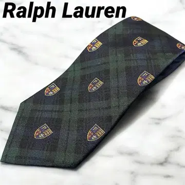 Ralph Lauren 넥타이 문장 격자 무늬 체크 무늬 그린 네이비