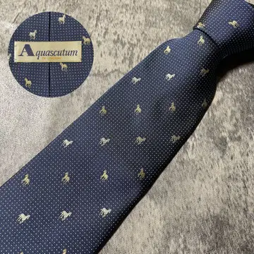 AN099 aquascutum 네이비 도트 무늬 실크 넥타이