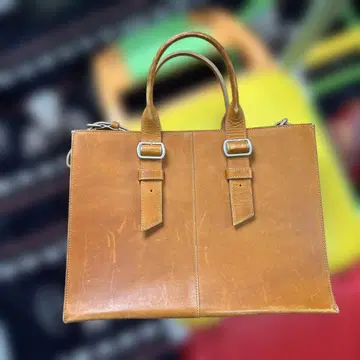 TRION 가죽 비즈니스 백 브라운