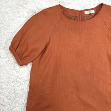 오렌지 컬러 반팔 원피스 A 라인