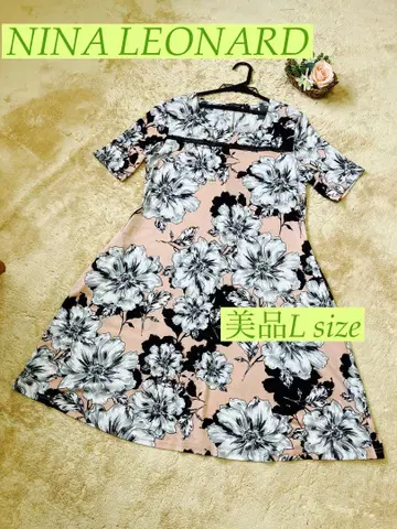 새상품급 니나 레나드 꽃무늬 원피스 스트레치 보타니컬 장미 핑크