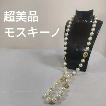 944 컨디션 최상 모스키노 모조 진주 골드 참 롱 목걸이