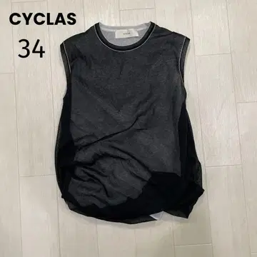 CYCLAS 시클라스 슬리브리스 레이어드 니트 34 블랙 일본제