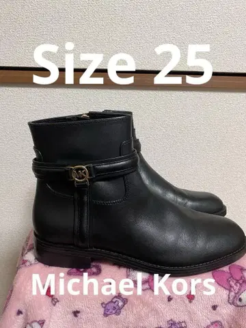 Michael Kors 25cm 블랙 가죽 사이드 고어 부츠