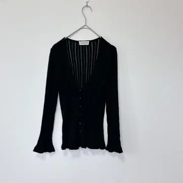 우드 페커 [F] 가디건/시스루 패턴 프릴 긴팔 성숙/러블리