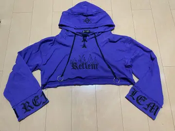 REFLEM 퍼플 크롭 후드티 프리 사이즈