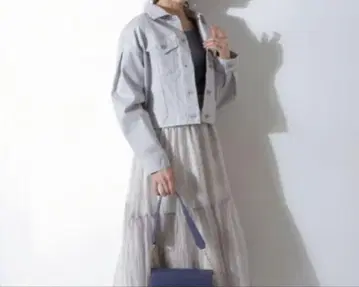 프로포션 바디 드레싱 숏 기장 데님 G 재킷 아이스 그레이