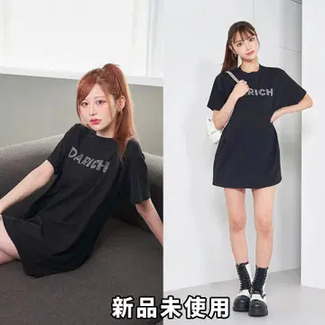 다리치 darich 로고 빅 티셔츠 미니 원피스 블랙 검정