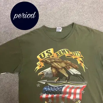 P1906 BAYSIDE USARMY 프린트 티셔츠 밀리터리 아메카지