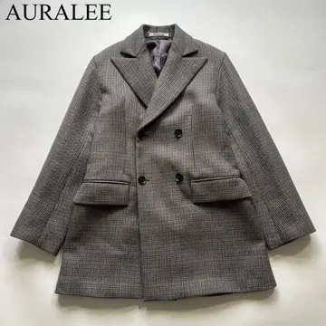 AURALEE 하운드 투스 체크 더블 자켓 고급스러운 예쁜