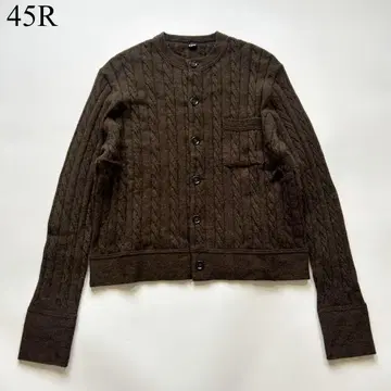 45R 플로트 케이블 니트 소 가디건 브라운 캐주얼