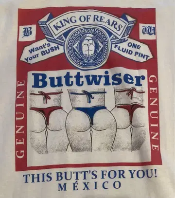 buttwiser 버드와이저 패러디 티셔츠 XL 사이즈 블루