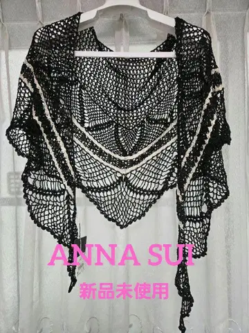 레이스 숄 블랙과 아이보리 ANNA SUI