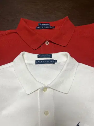 Ralph Lauren 2장 세트, 반팔 폴로 셔츠 빨흰 M 사이즈