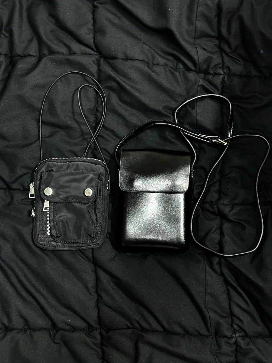 Black Leather, Nylon Mini Crossbody Bag, 2 in bulk