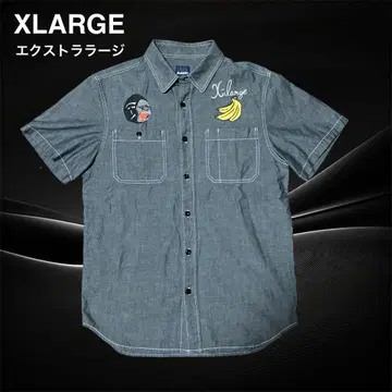 새상품급 XLARGE 엑스라지 자수 로고 샴브레이 셔츠 반팔 셔츠