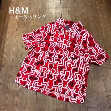 H&M 키스 해링 오픈 카라 셔츠