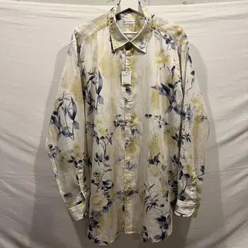 미사용 이탈리아제 ETRO 꽃무늬 3 XL 고급 코튼 100% 긴팔 셔츠