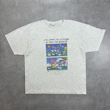 80s-90s 팝 캐릭터 디자인 마블링 그레이 티셔츠 XL 사이즈