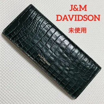 미사용 J&M DAVIDSON 가죽 장지갑 악어 엠보싱 그린