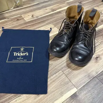 Tricker's 블랙 가죽 부츠 수납 봉투 포함