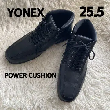 YONEX 파워 쿠션 블랙 가죽 신발 25.5cm