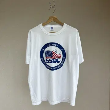 90s USA제 화이트 프린트 티셔츠 러셀 애슬레틱 L 빈티지