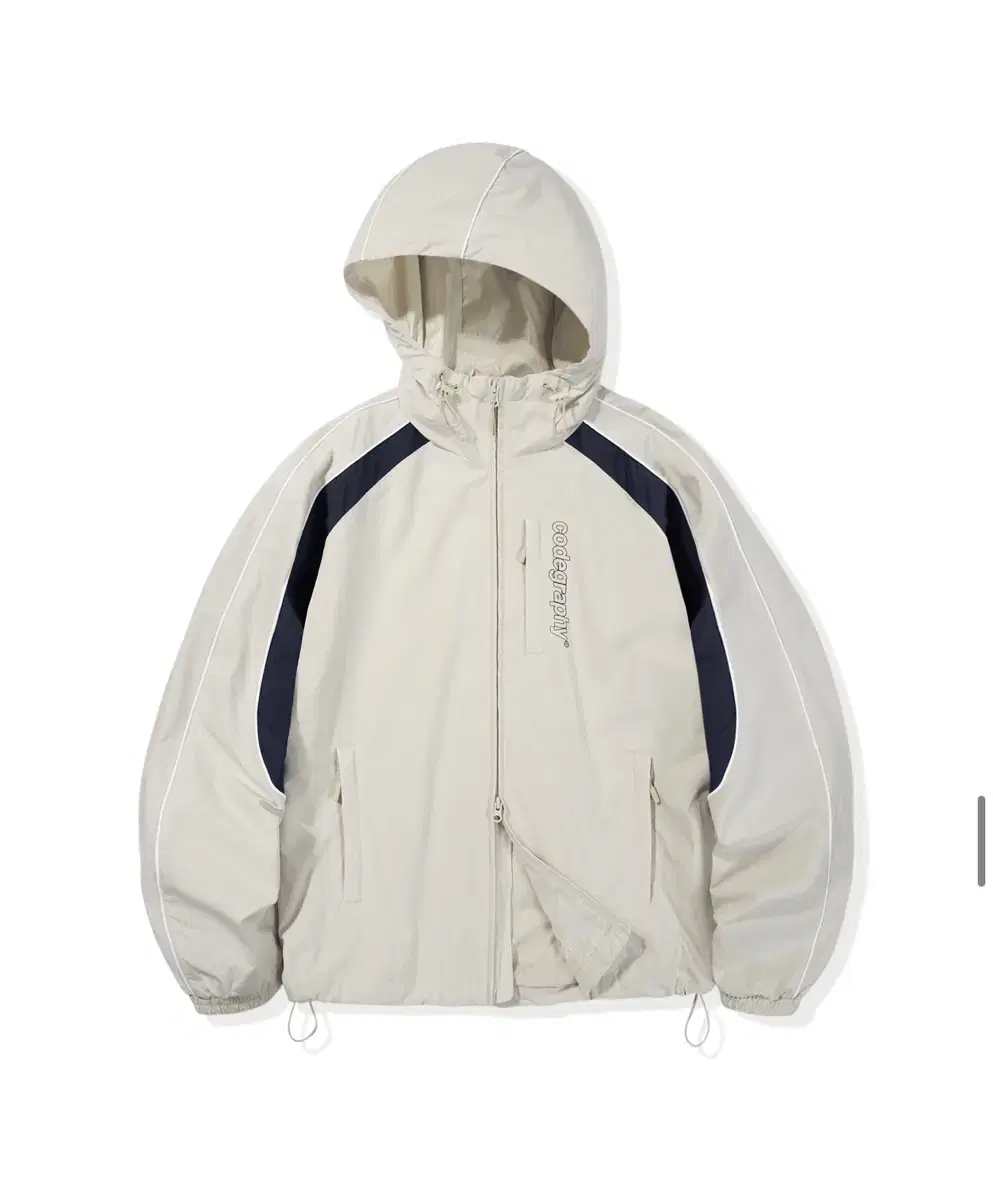 Codegraphy Color Block Tech Hoodie Short Jacket Ivory