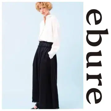 ebure 린넨 플레어 롱 스커트 린넨 블랙 38