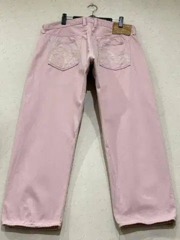 에비수 에비스 LOT 2005F 갈매기 도트 자수 데님 팬츠 연한 핑크